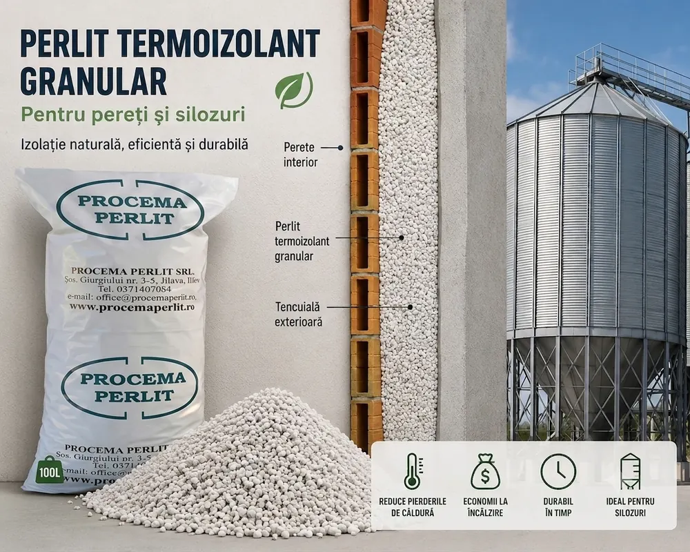 Perlit termoizolant granular și fin