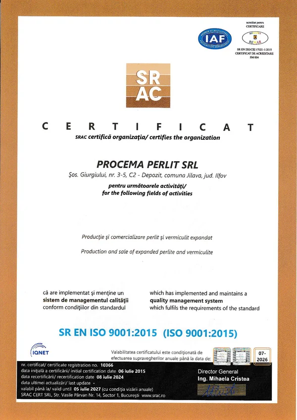 Certificat ISO 9001
